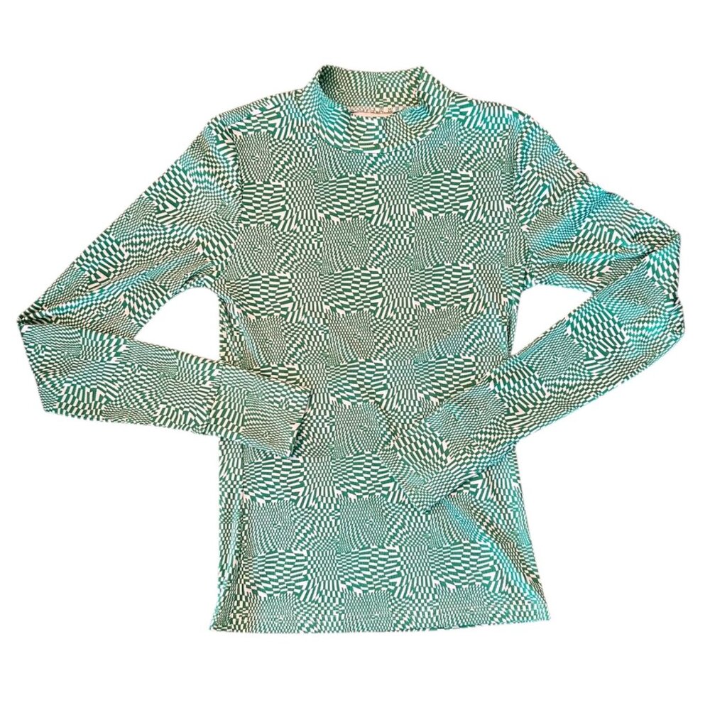 llQUAL Abstract Graphic Psychedelic Hypnotic High Neck Top S